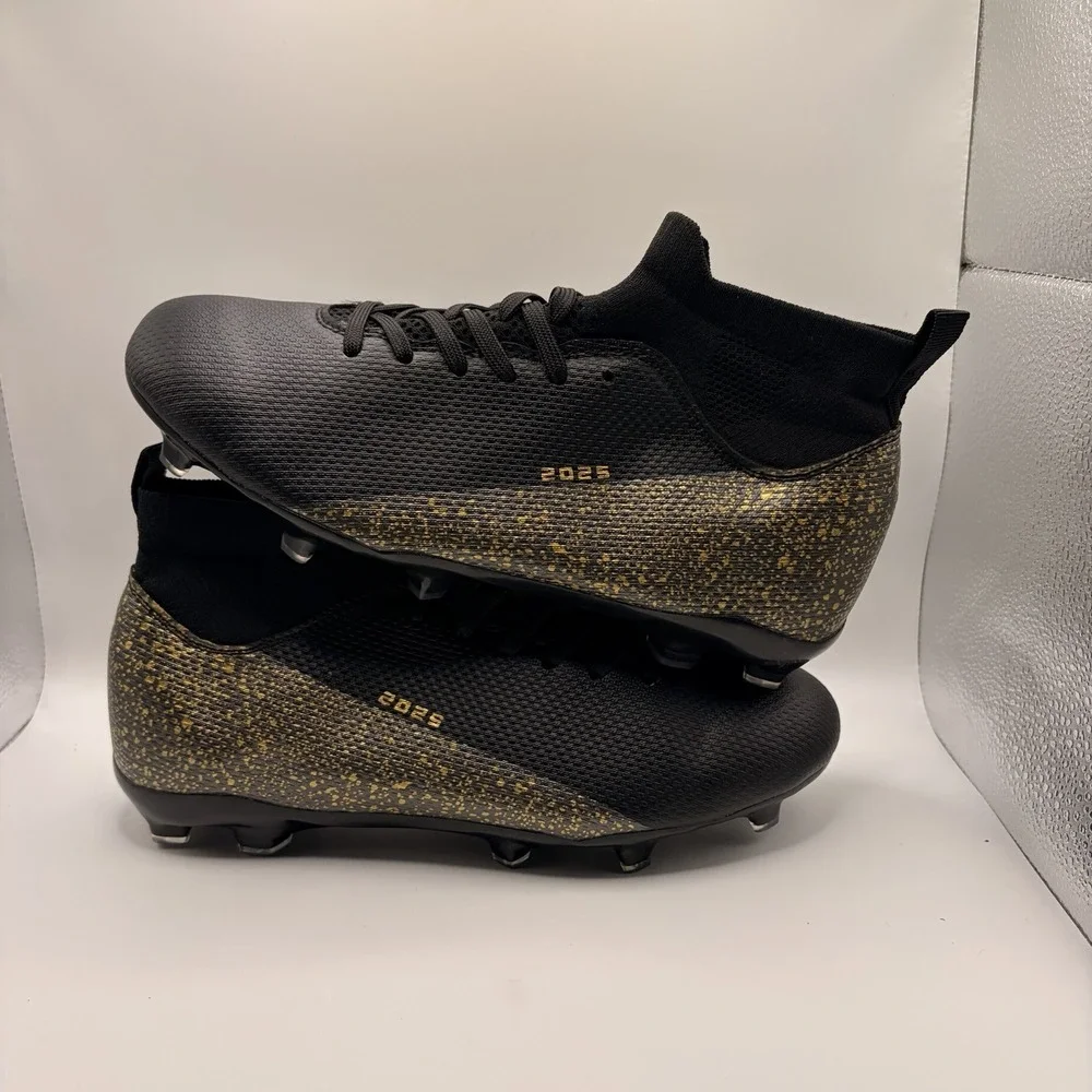 Unbranded AIR 2025 Black Gold Soccer Cleats Men's EU 40 US 7 High Top FG
